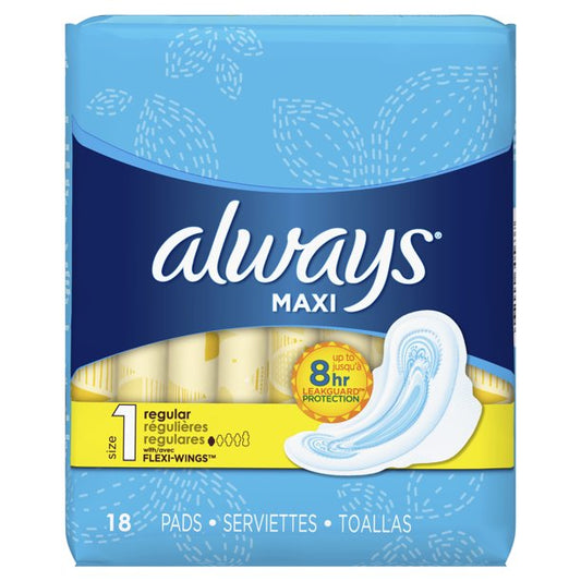 ALWAYS Maxi Size 1 Pads With Flexi-Wings 18 Count