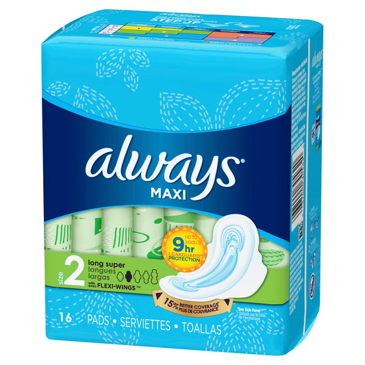 ALWAYS Maxi Size 2 Super Pads With Flexi-Wings 16 Count