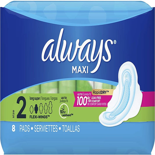 ALWAYS Maxi Size 2 Super Pads With Flexi-Wings 8 Count