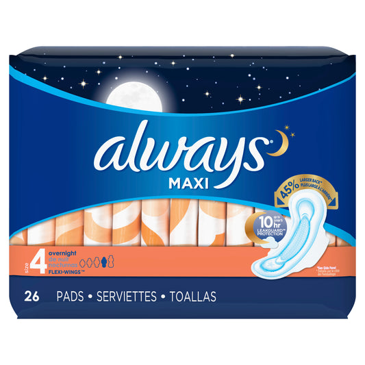 Always Maxi Overnight Pads with Flexi-Wings - Size 4 - 26ct