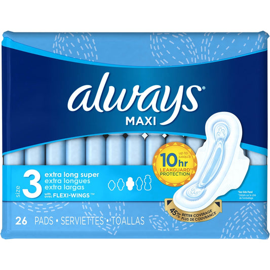 Always Maxi Overnight Pads with Flexi-Wings Size 3 26ct