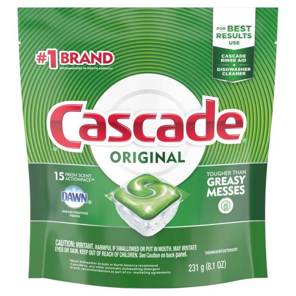 Cascade Original ActionPacs Dishwasher Detergent 15 pods